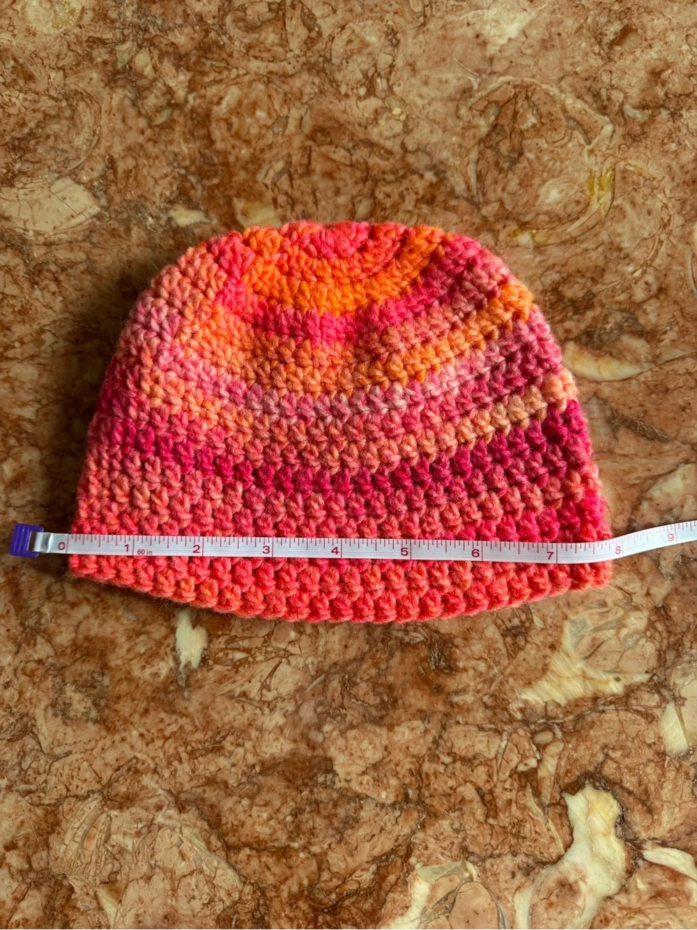 Handmade Multicolor Crochet Baby Beanie - Pink & Orange